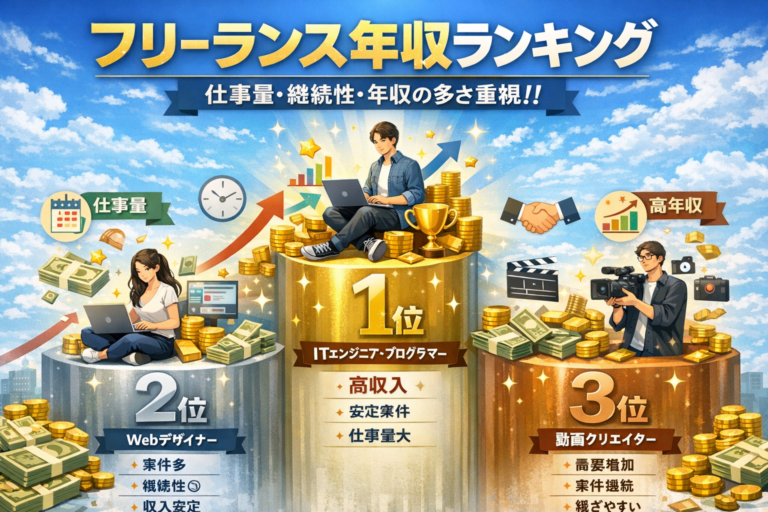 フリーランス年収ランキング|仕事量・継続性・年収の多さ重視
