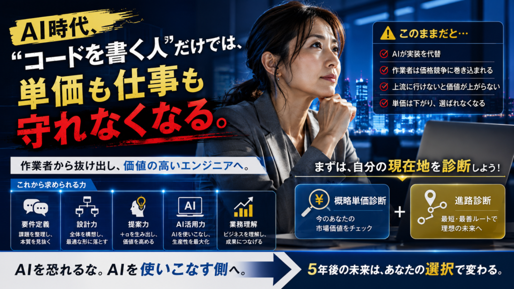 AI時代、“コードを書く人”だけでは、単価も仕事も守れなくなる