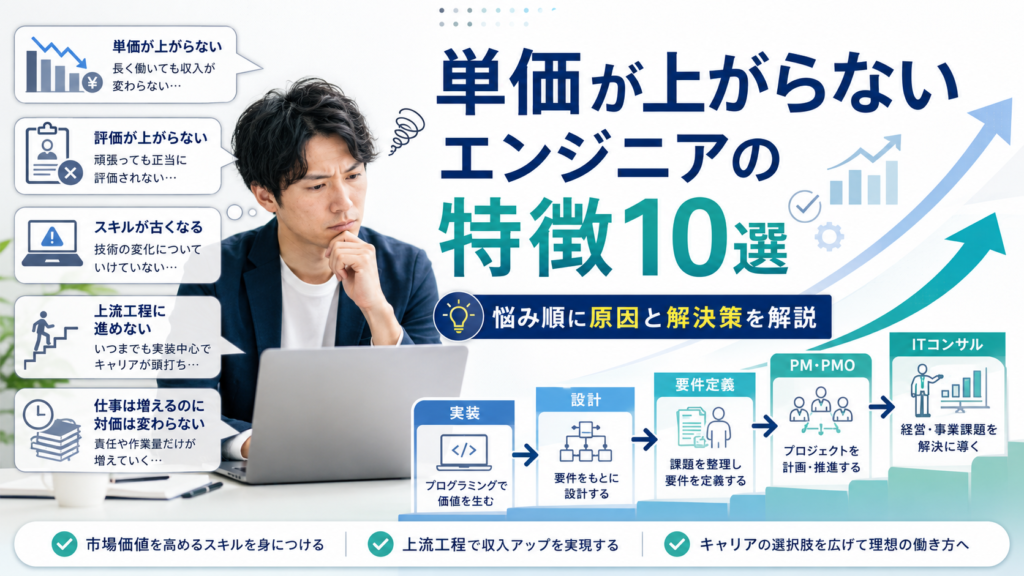 単価が上がらないエンジニアの特徴10選 単価が上がらないエンジニアの特徴10選|